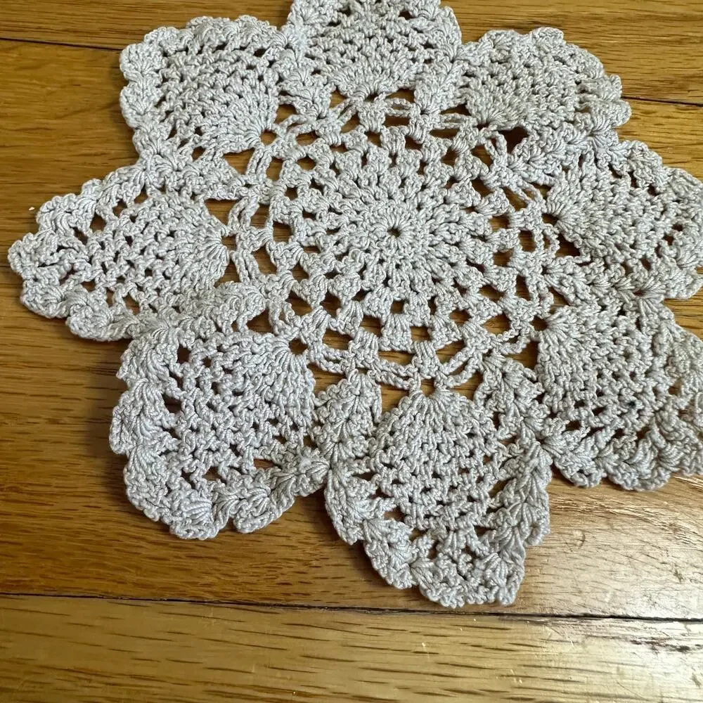 Hand Crochet Vintage Doily Coaster Oatmeal Cream Beige Ecru Color About 5.5